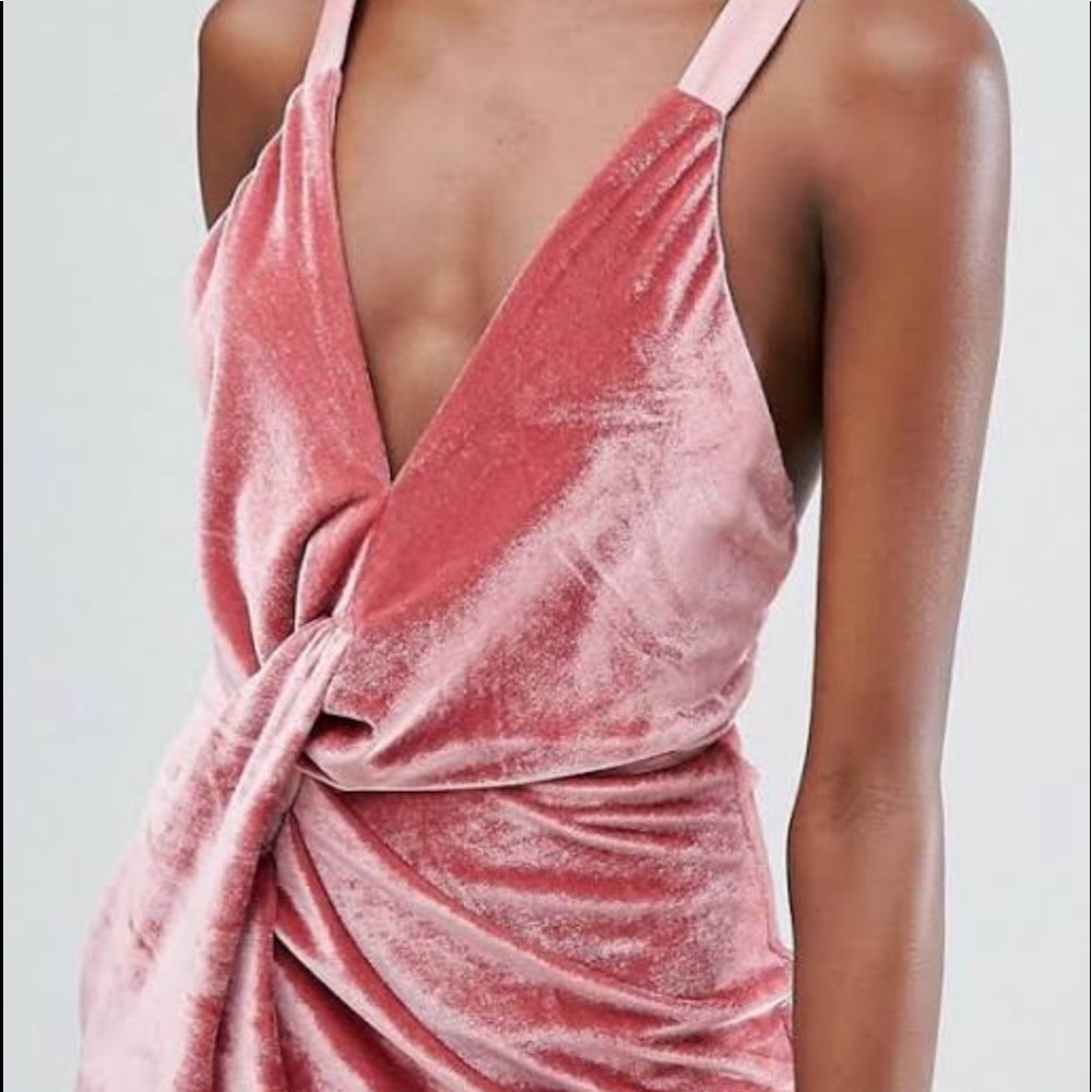 Endless Rose Twist Front Velvet Mini Dress